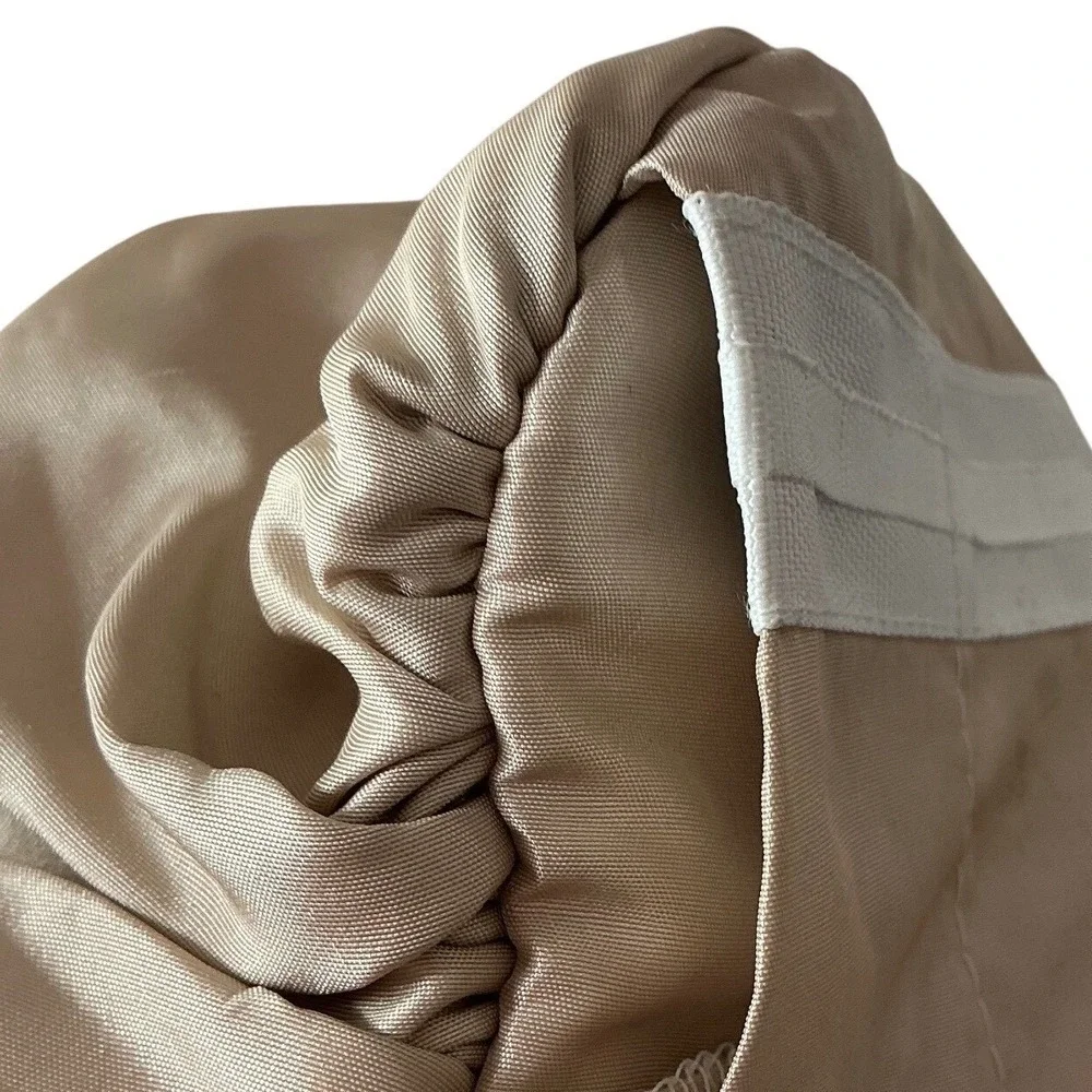 4 Panel Elegant‎ Ruched Tafeta Window Valance Drapes Beige Satin Sheen